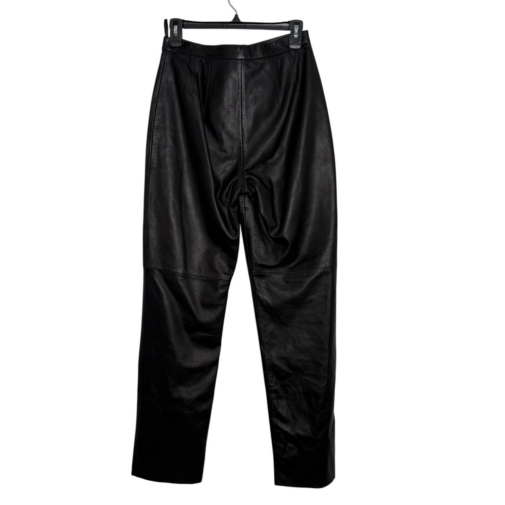 Colebrook Women's 6 Black Genuine Leather Moto Biker Pants High Rise 31.5 Inseam